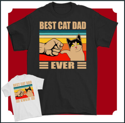 Best Cat Dad Ever Maglietta Herren Meme Katze Tier Fan Grafik Rundhals