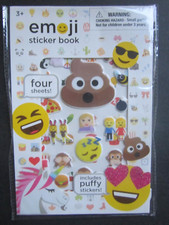 Emoji Sticker 1/2"-2" Fun Book 4 Sheets Includes Puffy Stickers Pkg Age 3 New 