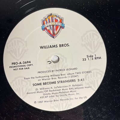 Williams Bros.    Some Become Strangers 12'' Vinyl 1987 Warner Bros. Records  