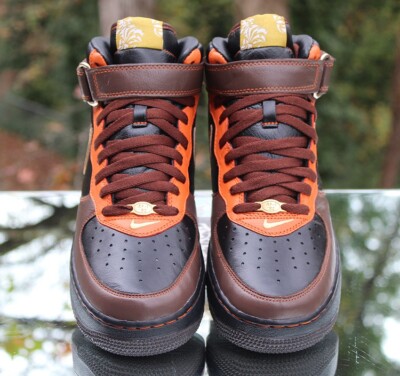 Nike Air Force 1 Mid ID 2006 Men's Size 9 Brown Orange Gold Nike Air Force 1 Mid ID 2006 Men's Size 9 Brown Orange Gold