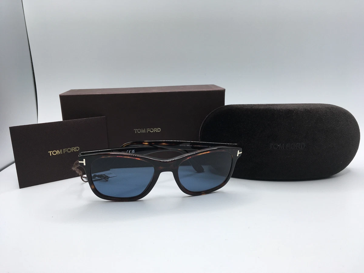 Tom Ford FT 0595 Men s Dark Havana Frame Blue Lens Square Sunglasses 55MM