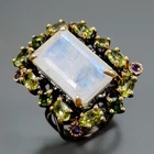 Jewelry gem Natural Moonstone Ring 925 Sterling Silver Size 7.5 /R470335