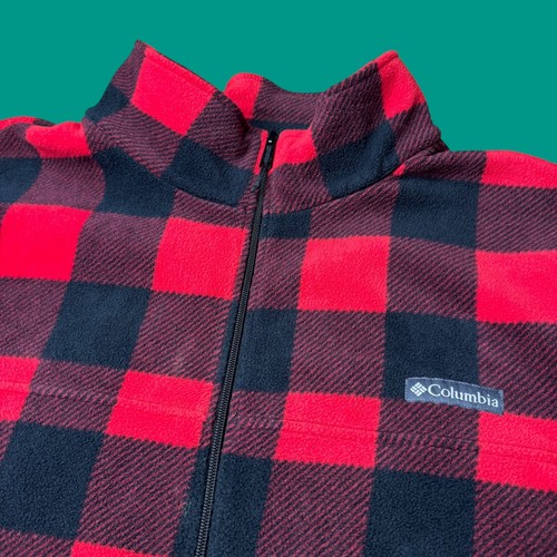 Columbia Jacket 5X Red Plaid 1/4 Zip Pullover Fleece Sweatshirt Outdoor - Picture 5 of 11