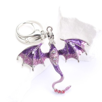 Purple Enamel Dragon Keychain: Enchanting Decor Accessory, Magical Gift