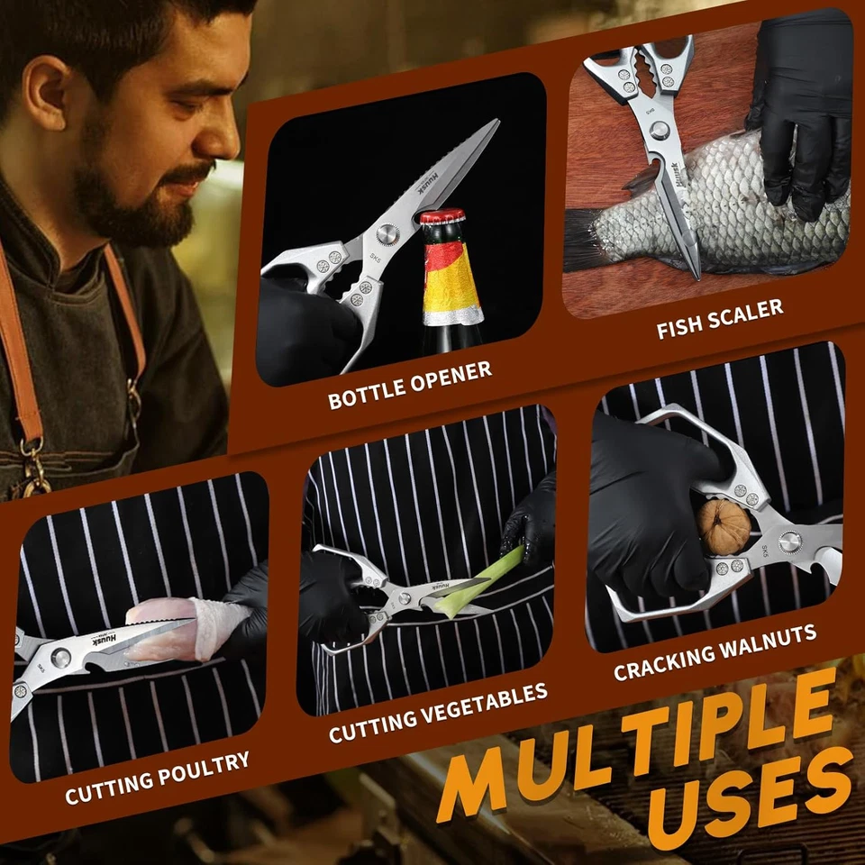 HUUSK Kitchen Scissors All Purpose - Stainless Steel Kitchen Shear, Sharp Silver - Image 4 of 4