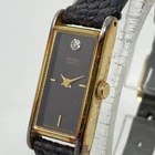 Vtg Seiko Tank Watch Women 12mm Gold Tone 2E20-5349 Brown Dial New Battery 7"