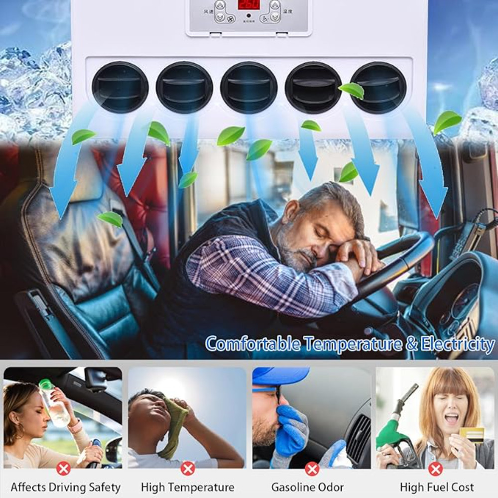 Fit for Cab Semi Truck Bus RV Caravan 12V Split Air Conditioner 11000 BTU AC Kit