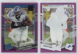 2023 Panini Clearly Donruss Rated Rookie Purple /199 Jahmyr Gibbs #62 Rookie RC