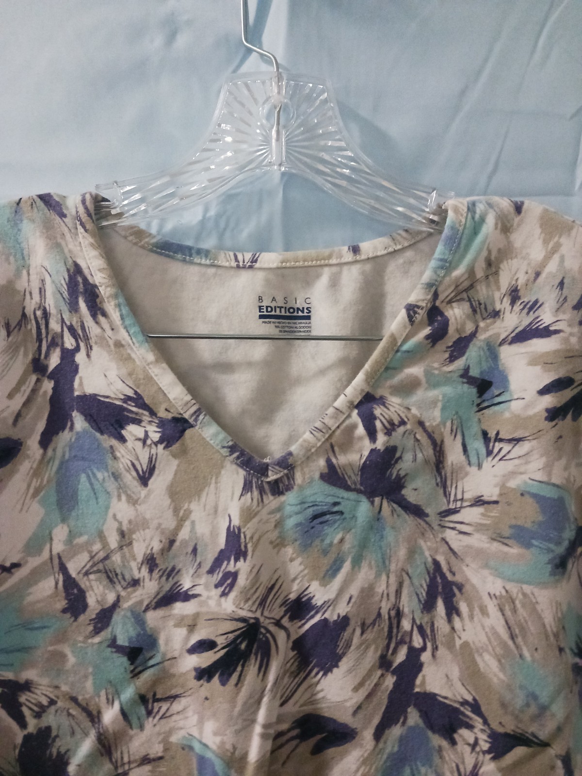 Womans Sz Large Basic Editions Splash Colors Stre… - image 2