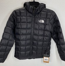North Face Boys Puffer Jacket Black Size L/12 Thermoball Hooded Insulated Coat