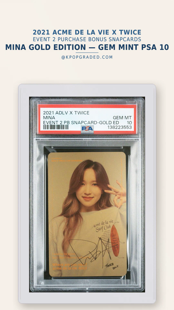 MINA TWICE X ADLV BONUS GOLD EDITION SNAPCARD GEM MINT PSA 10 | eBay