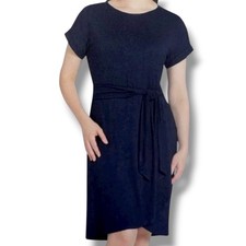 Chaps Women's Dress XXL Short Sleeve Faux Wrap Navy Blue