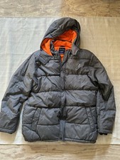 Nautica Boys Hooded Puffer Jacket XL Gray Orange