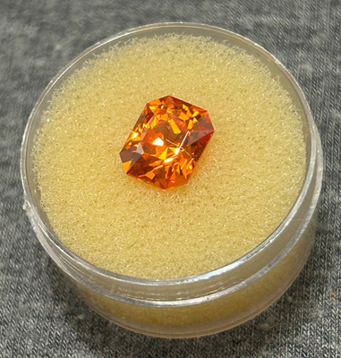 Vintage 5.36ct  Ember  Orange CZ 8.9x7.3mm Precision Cut Loose Stone