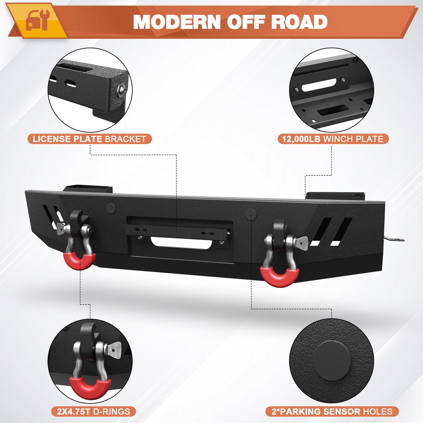 Front Bumper W/ Winch Plate for 2022-2025 Toyota Tundra 3rd Gen Pickup Truck