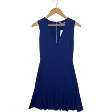 Alice Olivia Dress Womens 2 Blue Fit Flare Sleeveless Ruffle Cocktail Party