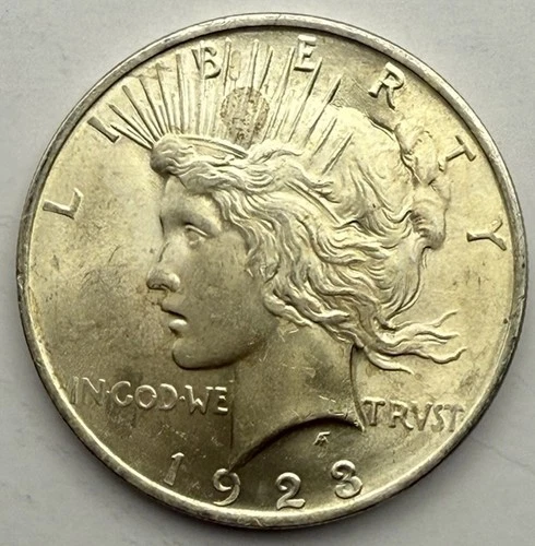 1923-Peace Silver Dollar-AU/BU-Free Shipping-Nice Coin