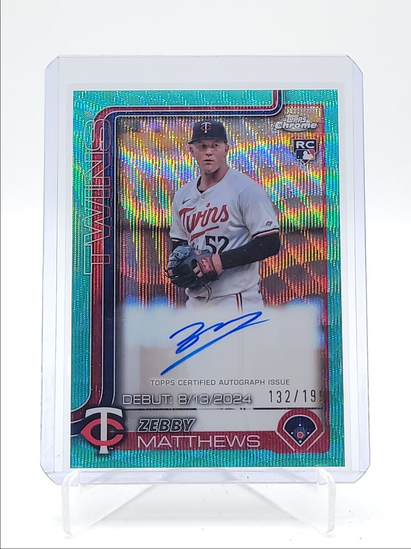 ZEBBY MATTHEWS 2025 TOPPS CHROME ROOKIE DEBUT BLUE GREEN RC AUTO /199 Q3967