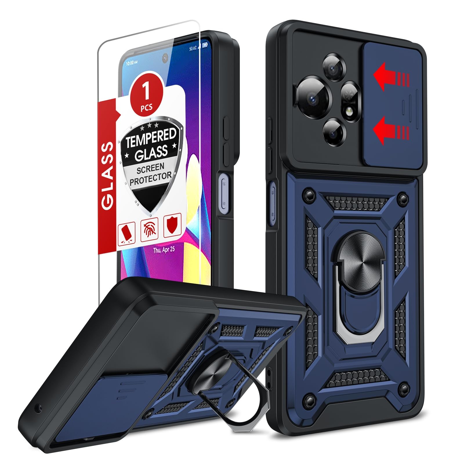 LeYi for TCL 50 XL-Case: with Slide Camera Cover + 6.78 inch (50 XL 5G), Blue 
