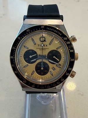 New Q Timex  Chronograph 40mm Leather Strap Watch TW2W64400