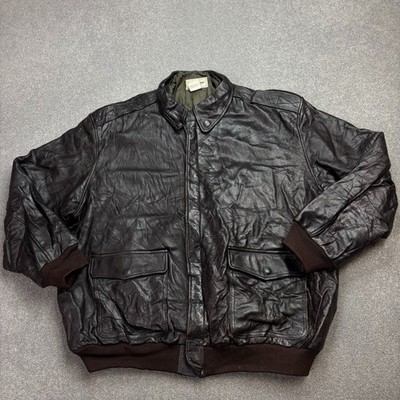 LL Bean Leder Fliegerjacke Erwachsene XXL Braun Bomber Flieger Militär USA Herren