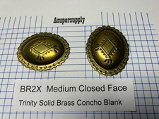 TRINITY CONCHO Blank BR2X Med. SOLID BRASS VINTAGE No Backing USA Leather Craft
