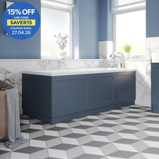 Image of 1700mm Front Bath Panel Traditional Bathroom 18mm MDF Matt Blue With Plinth