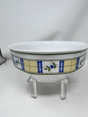 Studio Nova Gingham Blue Vegetable  Serving  Bowl 9  EUC!!!!