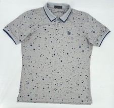 G/FORE Polo Shirt Mens Medium Gray Star Print Driftwood Golf Performance Logo