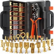 Spade Terminal Crimping Tool Kit AWG 24-14 2.8/3.9/4.8/6.3 mm Male 24 Types