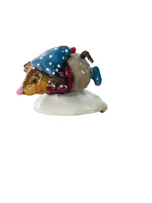 Wee Forest Folk MO-4b Mole's Belly Whopper Blue Dot Hat 1996 Annette W/Box Exc