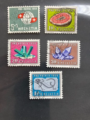 Switzerland 1959 Set Pro Patria Minerals and Fossils Stamped