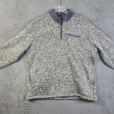 Eddie Bauer Sweater Mens XL Gray Quarter Zip Fleece Pullover Pocket Warm