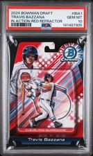 2024 BOWMAN DRAFT BOWMAN IN ACTION RED REFRACTOR #BIA1 TRAVIS BAZZANA 5/5 PSA 10