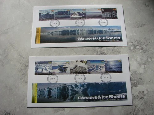 (V3170) British Antarctic Territory GLACIERS & ICE SHEETS 2012 SET OF 2  FDC's
