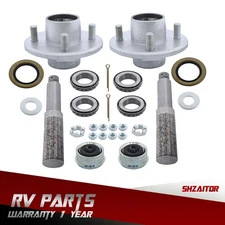 Trailer Axle Kits Set of 2 With 4 on 4" Bolt Idler 1" Hub & Round BT8 Spindle