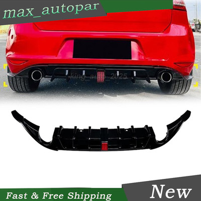 For 14-17 Golf 7 MK7 GTI GTD TSI Blk Rear Bumper Diffuser Lip W/ Light Body kit