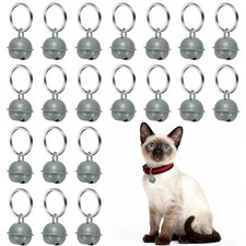 20Set 18mm Cat Bells, Copper Bells for Collars with Key Ring, Gray