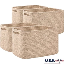 Cotton Rope Storage Baskets Set Soft Foldable Organizer Kids Pets Toys New