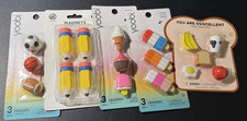 Fun Erasers kids/School Yellow Pencil, Ice Cream, Sports, Food 18 Total NEW