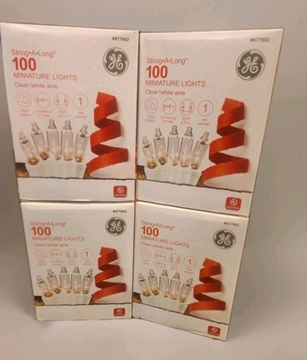 NEW! (4 sets) GE String A Long 100 ct Mini Lights - Clear/White - FREE SHIP!