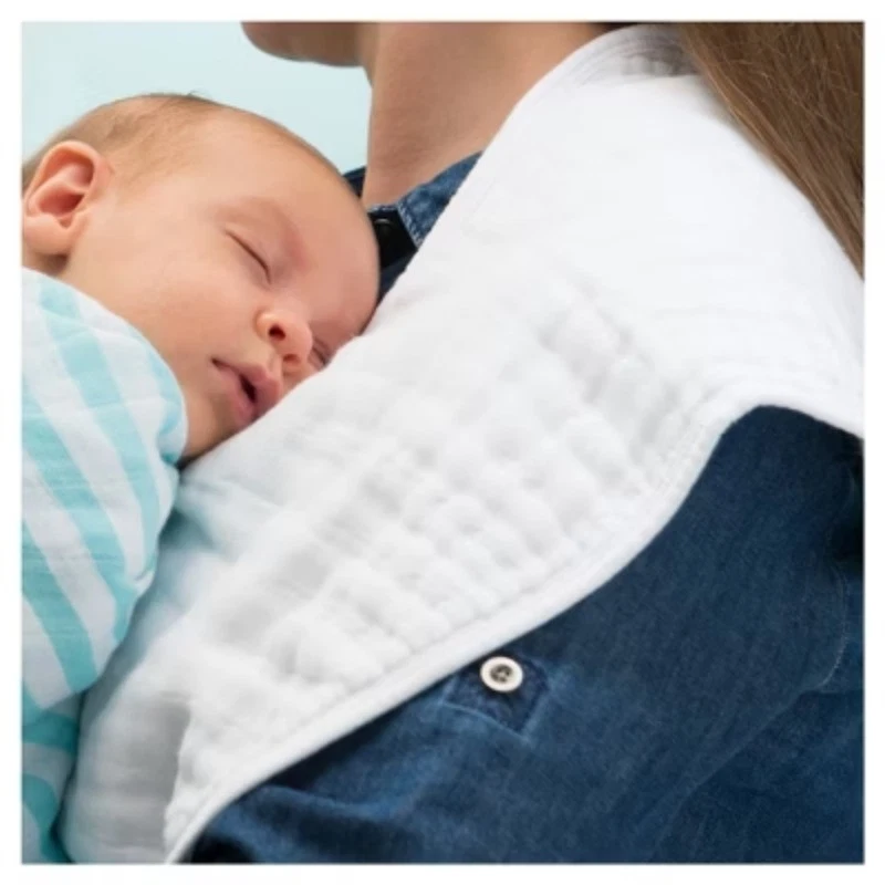 Paños para eructar muselina de algodón orgánico brotes verdes 3pk - blanco Foto 4 de 4