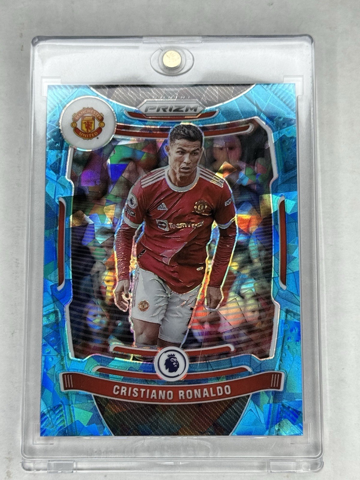 2021-22 Panini Prizm Premier League #283 Cristiano Ronaldo Prizms Blue Ice #/75