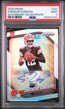 2025 PANINI PRIZM AUTO-SILVER PRIZM #302 SHEDEUR SANDERS ROOKIE RC PSA 9