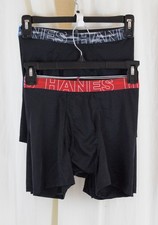 Hanes Boys 6 PACK Performance Boxer Briefs Underwear Black Size Large