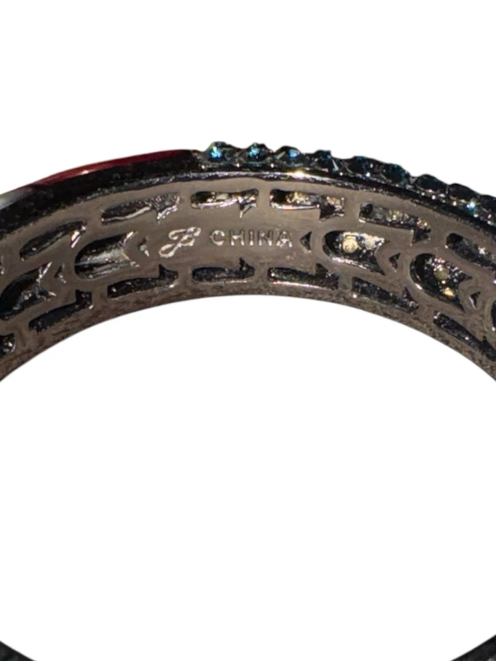 Joan Boyce Brazalete Bisagra Bisagra Brazalete Pavé Azul Cristales Gunmetal 6.5" Foto 4 de 4