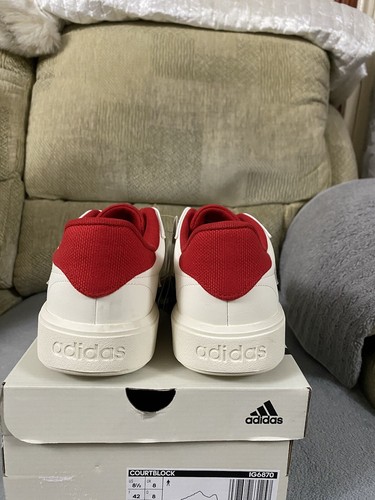 Adidas Courtblock Cream Red Trainers Shoes BNIB Size 8uk Men’s IG6870 - Picture 14 of 19