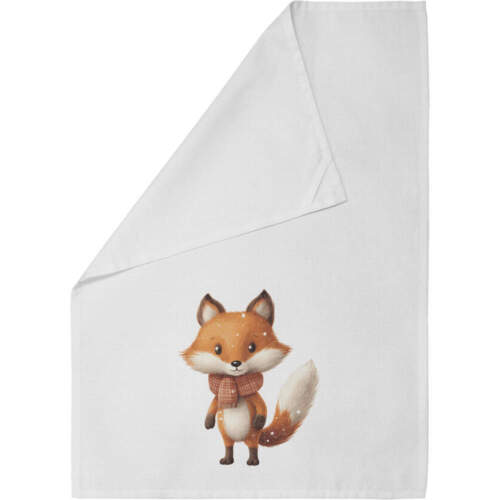 'Cute Fox in the snow' Cotton Tea Towel / Dish Cloth (TW00032537) - Afbeelding 1 van 2
