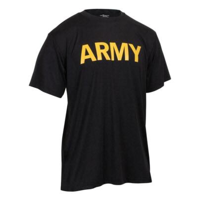 Black Moisture Wicking US ARMY PT Training Workout APFU T-Shirt