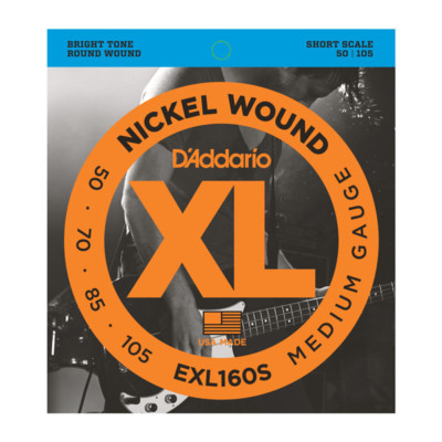 DAddario EXL160S Short Scale Bass Guitar Strings gauges 50-105 short scale